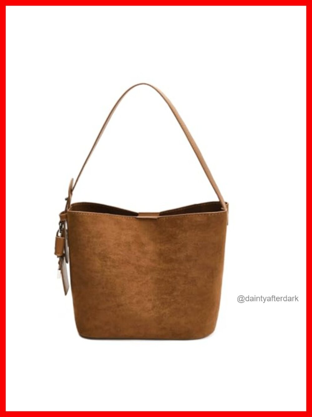 Suede Bucket Bag Crossbody Shoulder Handbag Detachable Strap Everyday Purse